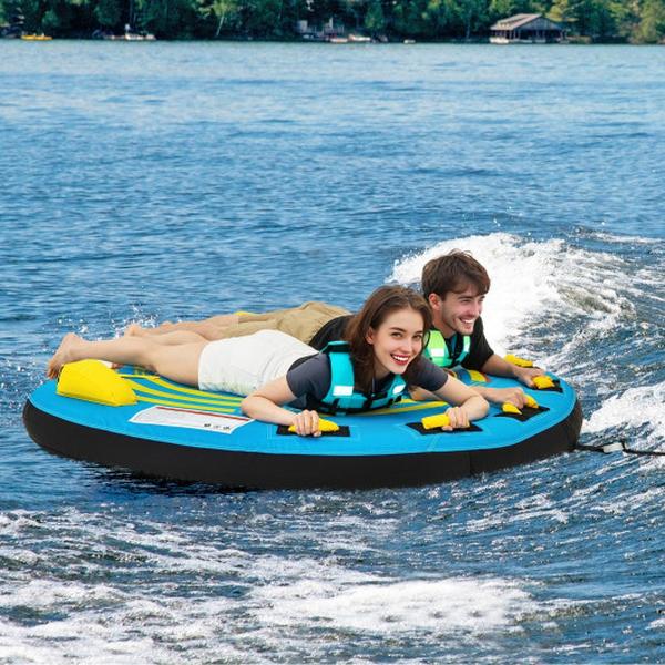 Picture of Costway NP12252 3-Person Inflatable Boat Tube Towable Platform with Double Valves