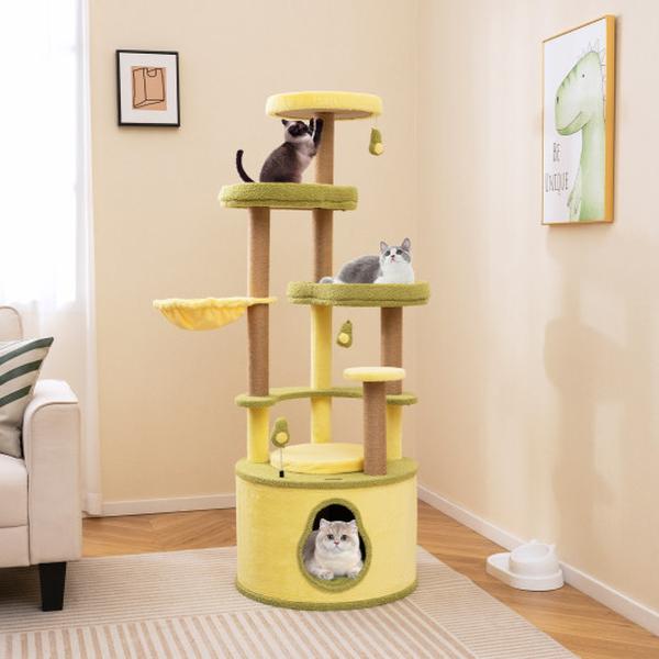 Picture of Costway PV10257GN Large Avocado Multi-Level Cat Tower Tree with Private Condo - Green