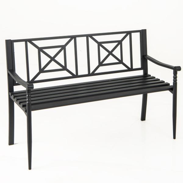 Picture of Costway NP12092DK 51 in. Metal Bench with Curved Armrests for 2-3 People - Black