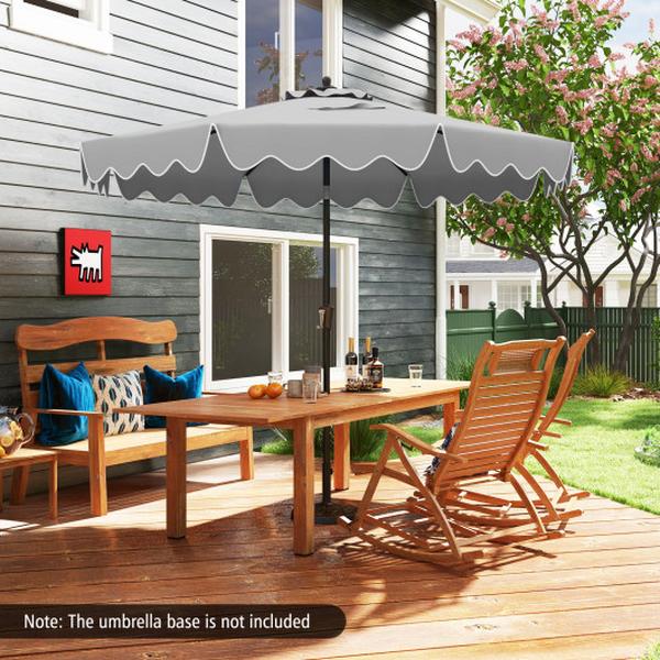 NP12390GR 9 ft. Patio Umbrella with Crank Handle & Push Button Tilt - Gray