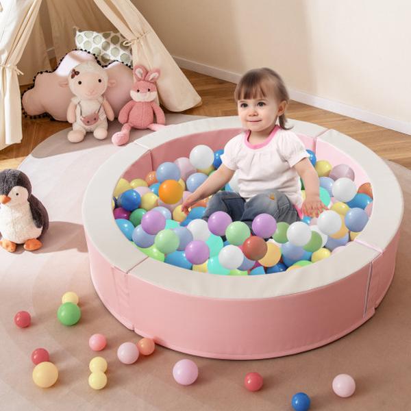 FH10127PI Detachable Foam Ball Pit with 50 Colorful Ocean Balls - Pink -  Costway