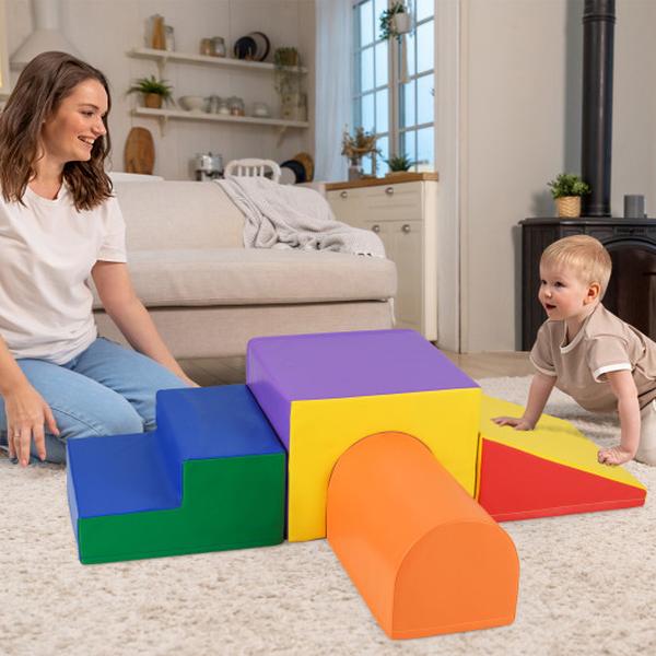 Picture of Costway FH10128CS Climb & Crawl Foam Block Play Set for Infant Baby - Orange