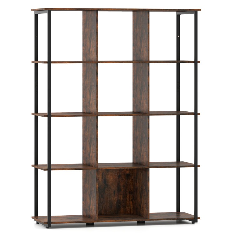 Picture of Costway JV12170CF- 12-Cube Bookcase with 2 Anti-tipping Kits for Living Room - Rustic Brown