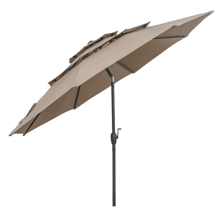 NP12191TN 10 ft. 3-Tier Vented Patio Umbrella with Push Button Tilt - Brown