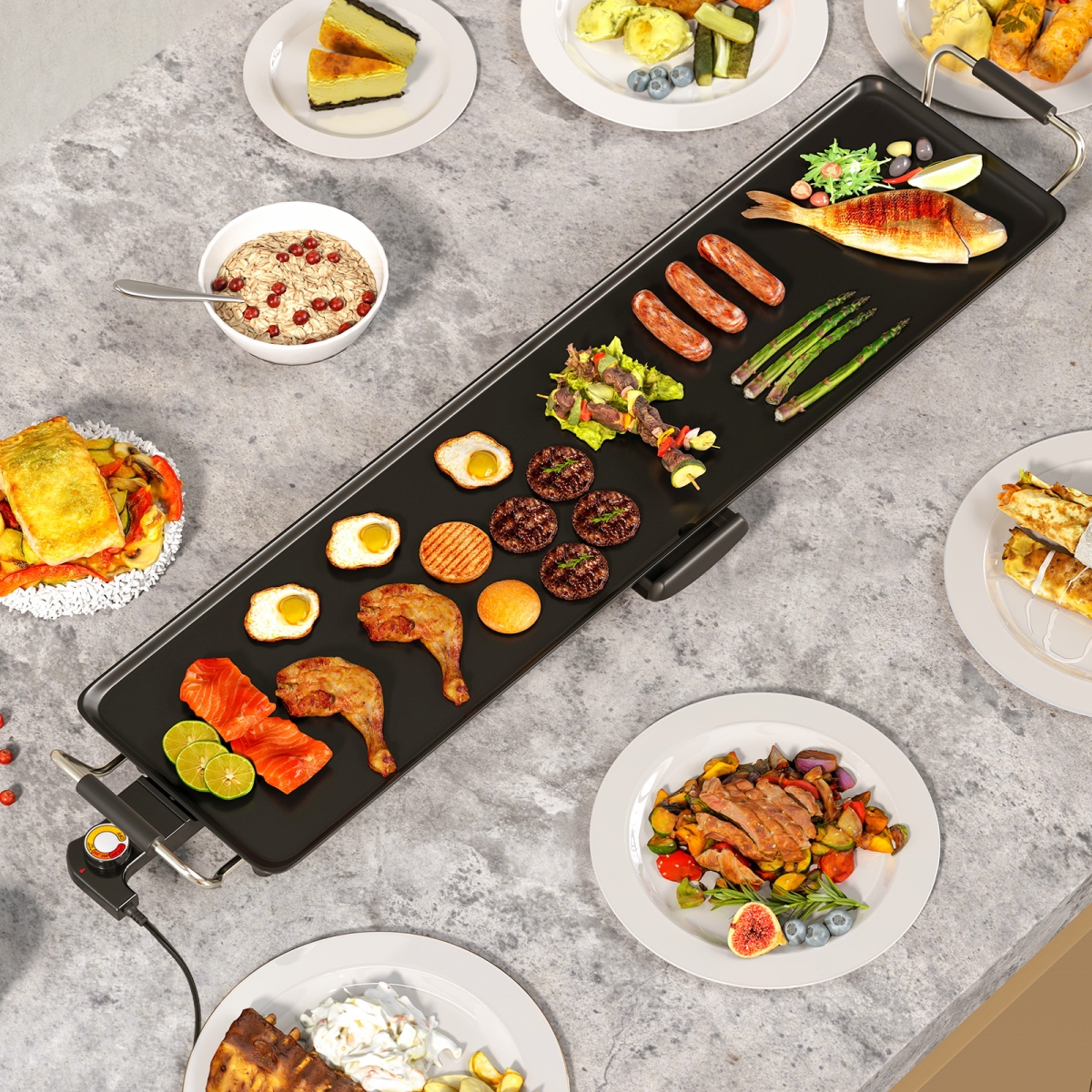 Picture of Costway ES10484US 35 in. Large Electric Griddle Nonstick BBQ Grill with Adjustable Temperature - Medium