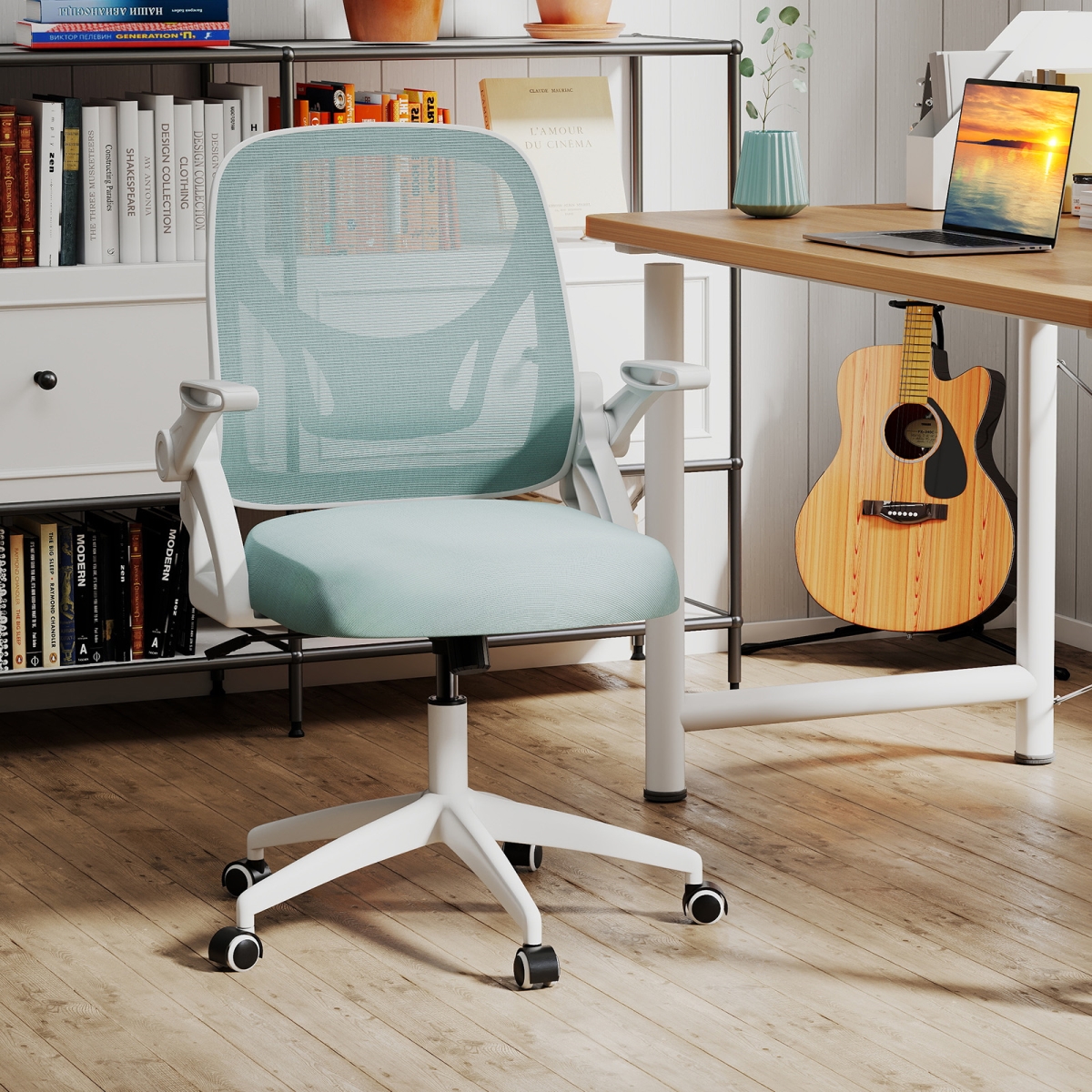CB10935NY Ergonomic Computer Desk Chair with Lumbar Support & Flip-Up Arms - Navy