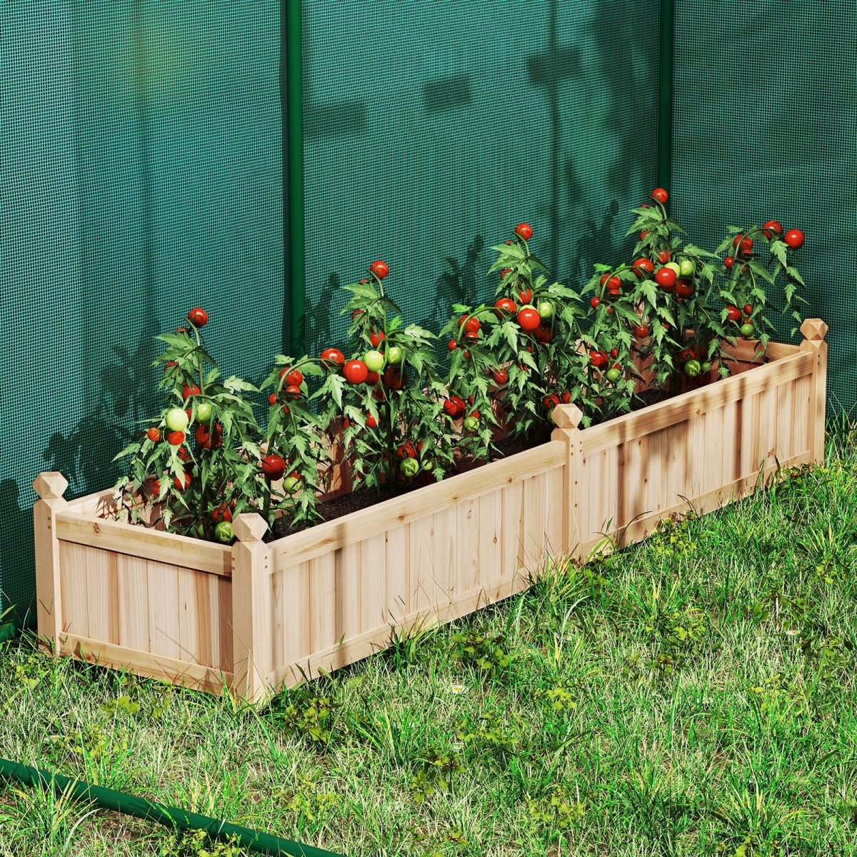GT4445NA 91 x 24 x 16 in. Divisible Planter Box with Corner Drainage & Non-Woven Liner for Growing Vegetables - Natural