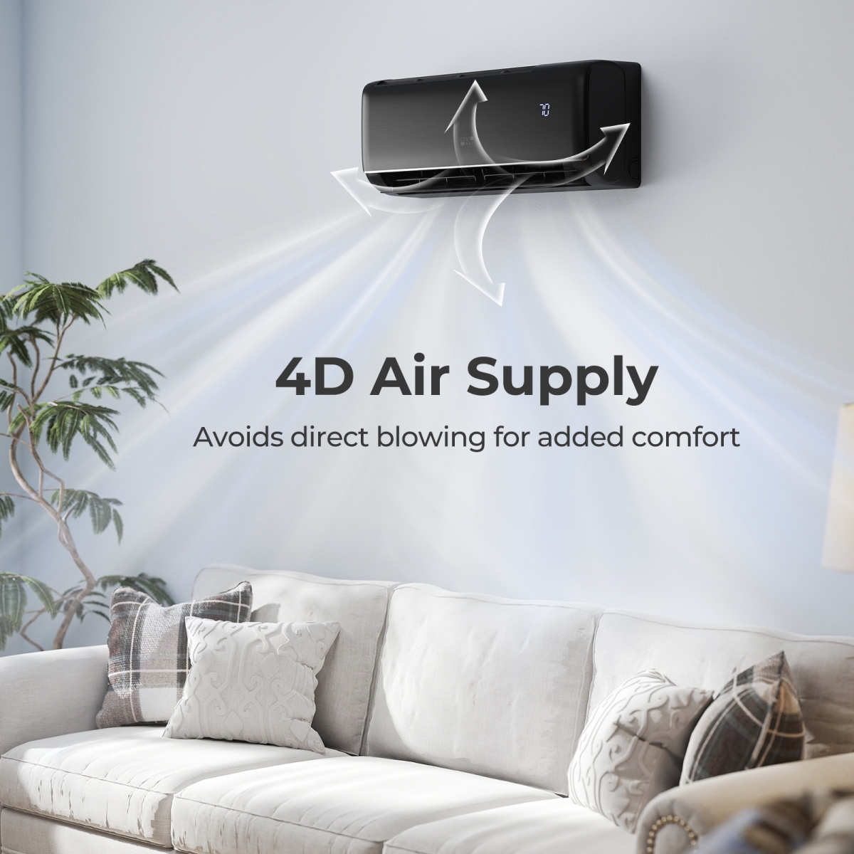 FP10900US-HS- 9100 BTU 20.5 SEER2 115V Wi-Fi Enabled Mini Split AC Compatible with Alexa - Gray