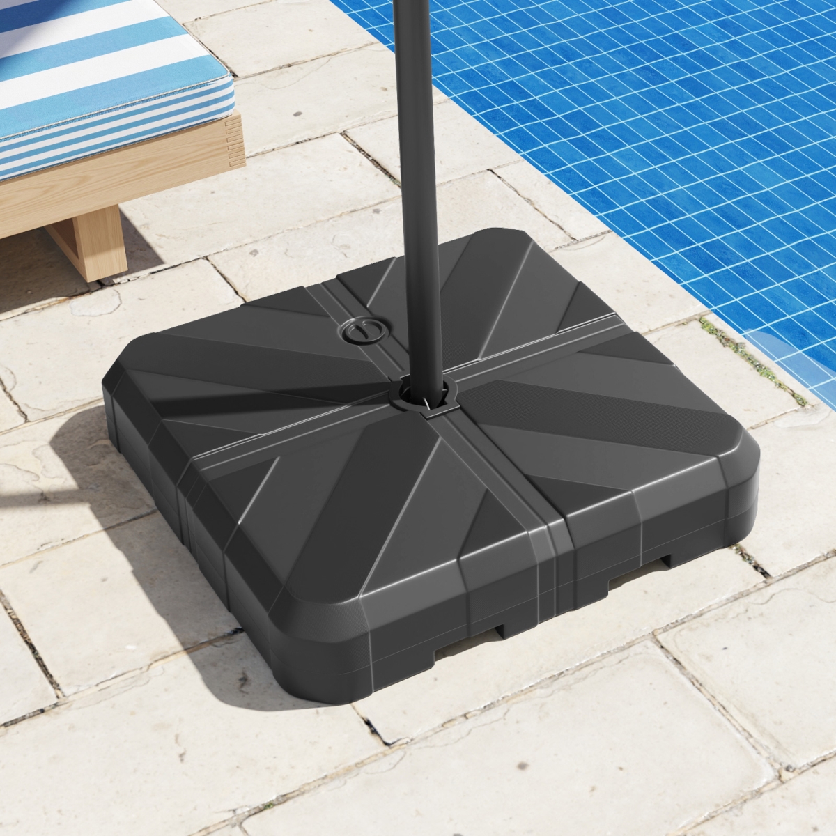 NP12295 Weighted Offset Umbrella Base with Cross Bracket & Cut-Out Handles