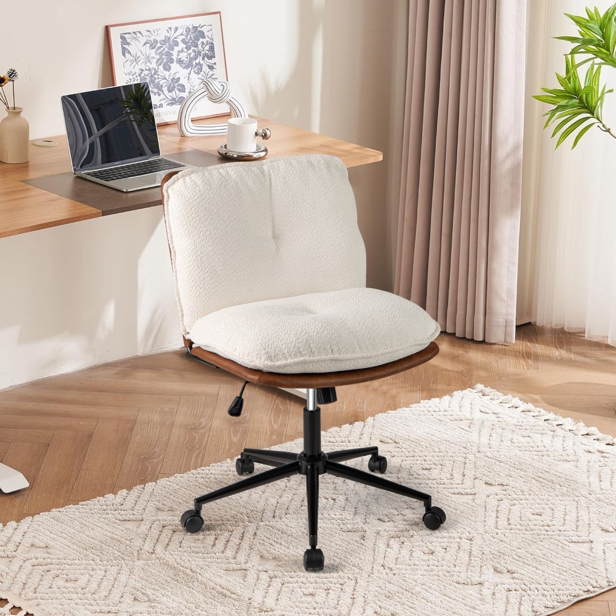 JV12845 Armless Home Office Chair with Rocking Backrest