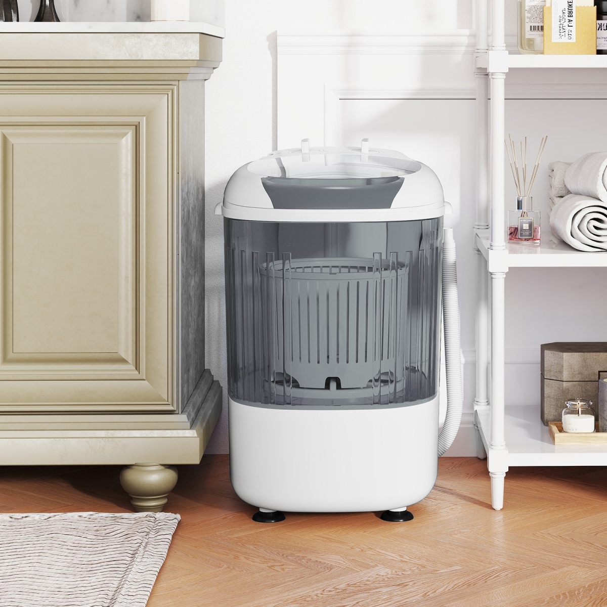 FP10950US-GR Portable Mini Semi-Automatic Washing Machine with Spin Tub & Drain Hose 2.5 kg Capacity - Gray