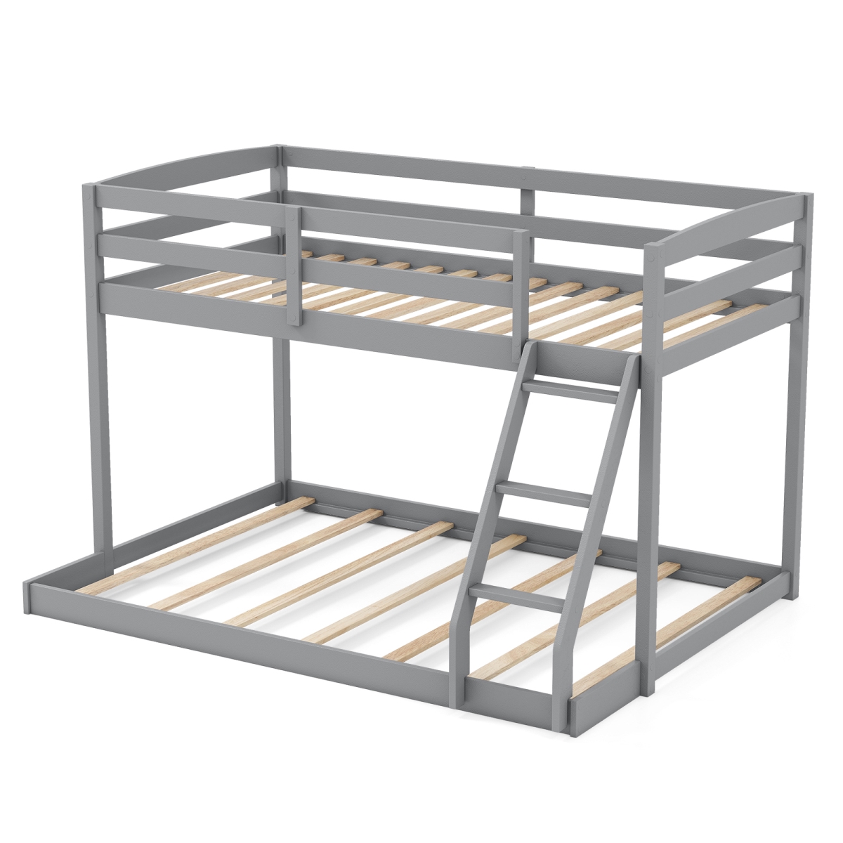 HU11195GR Twin Over Full Bunk Bed Low Floor Frame - Gray
