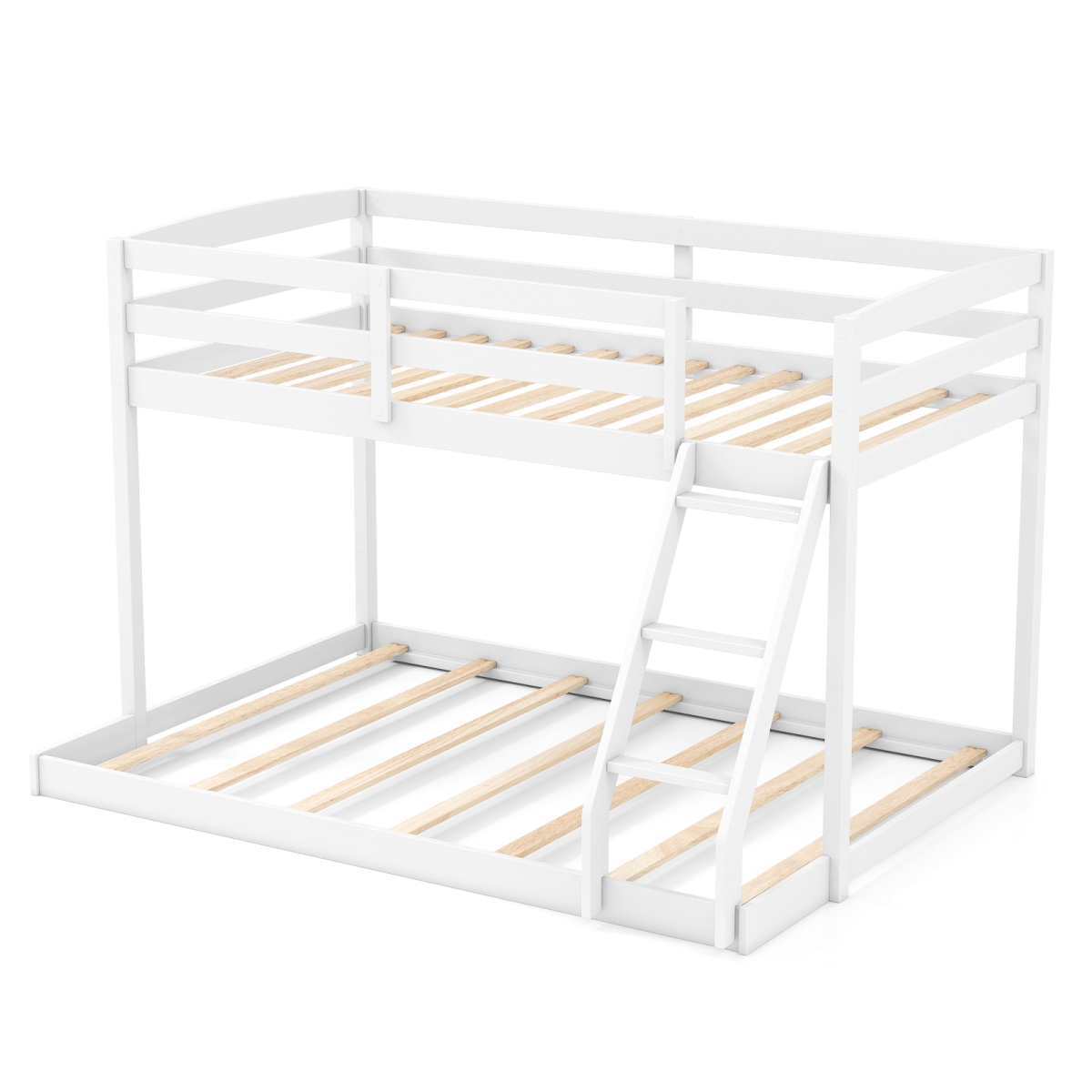 HU11195WH Twin Over Full Bunk Bed Low Floor Frame - White