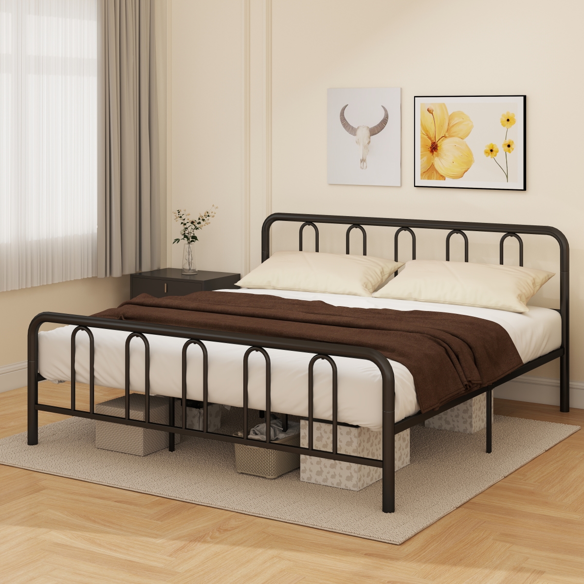 HU10785DK-K Metal Bed Frame with Headboard & Footboard - King Size