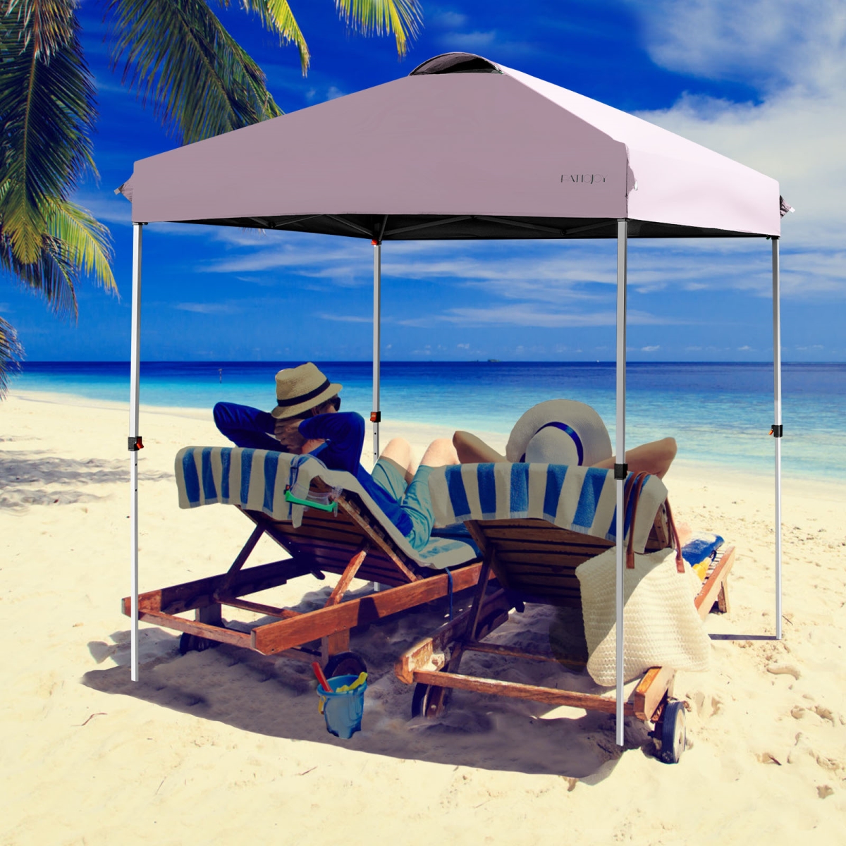 NP10054PI 6.6 x 6.6 ft. Outdoor Pop-Up Canopy Tent with Roller Bag - Pink