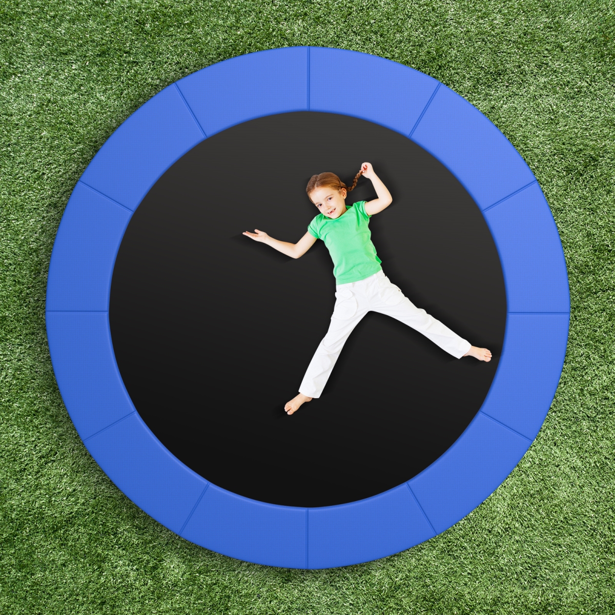TW10138BL 16 ft. Trampoline Pad Replacement Safety Pad with Fixing Straps - Blue