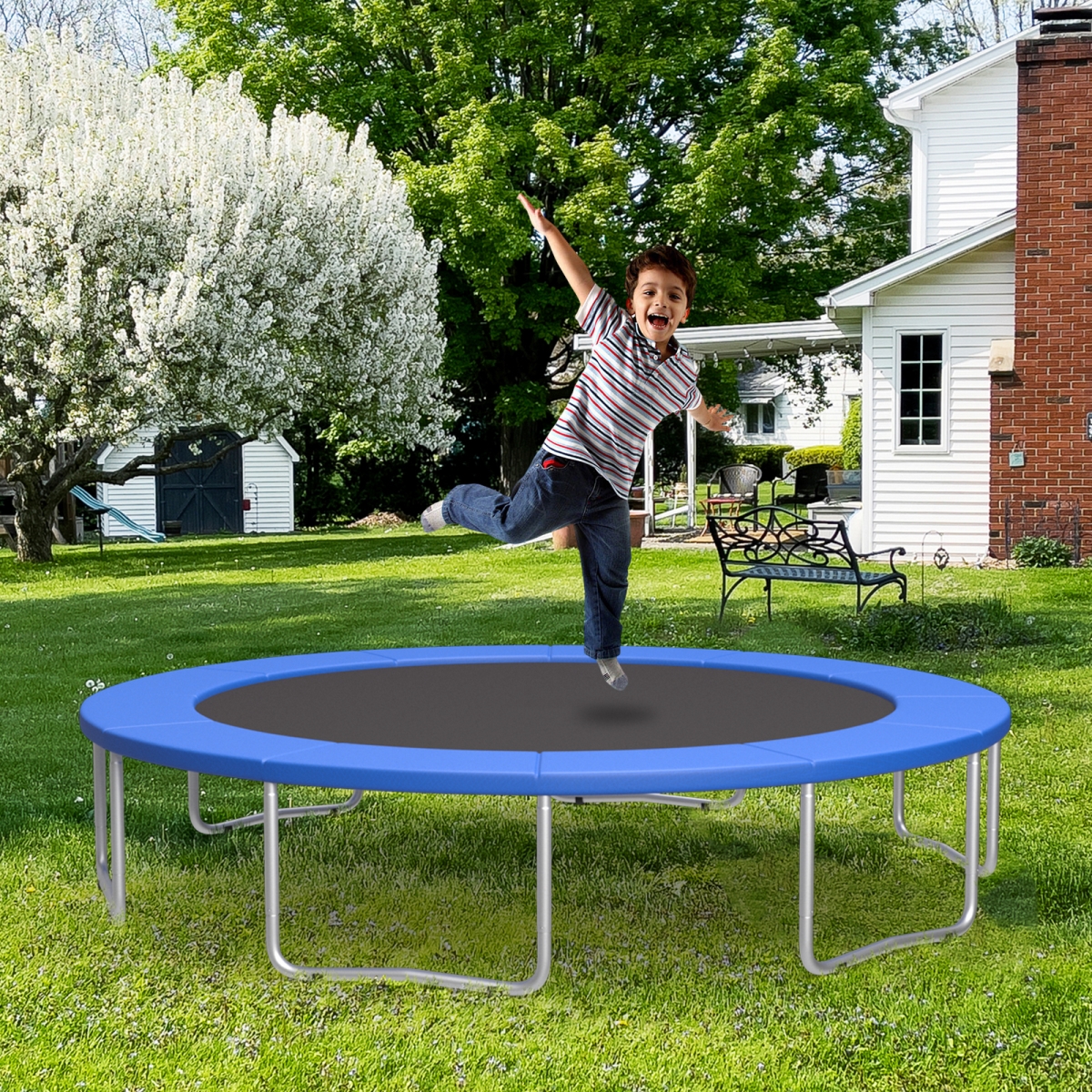 TW10135BL 12 ft. Trampoline Replacement Safety Pad with Fixing Straps - Blue