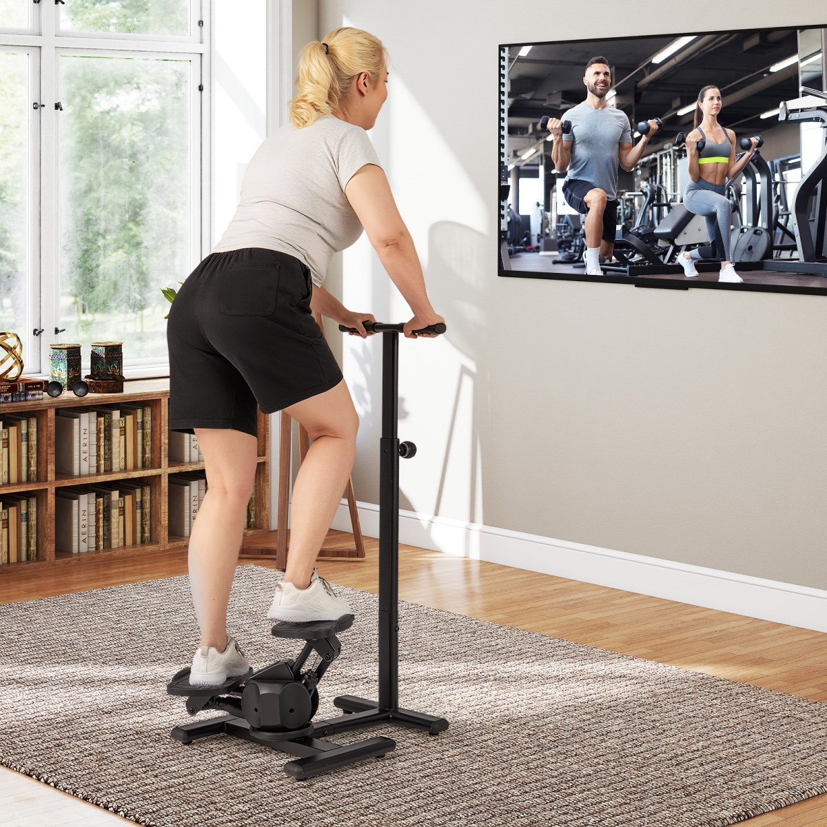 FH10158DK Steppers for Exercise Twist Stair Stepper Workout Equipment - Black