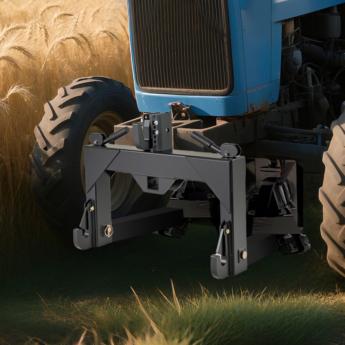 GT4448BK 3-Point Quick Hitch with 5 Level Adjustable Bolt for Farming - Black