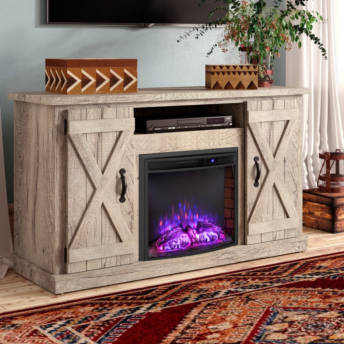 FP11000US-26 Curved Recessed Electric Fireplace Insert with Remote Control & Overheat Protection - 26 in.