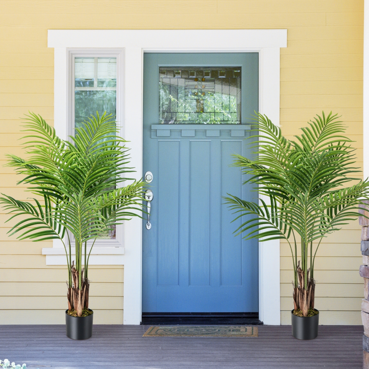 HZ10331GN-2 4.2 ft. Tall Artificial Palm Paradise Plant Large Fake Potted Tree - Green - Pack of 2