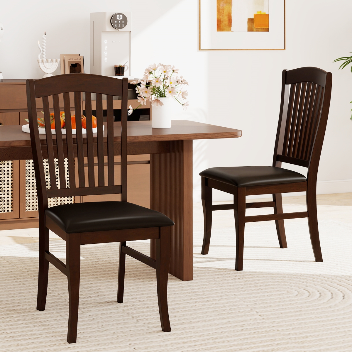 KC58227CA Kitchen Side Mid-Century Armless Dinette Chairs - Coffee - Set of 2
