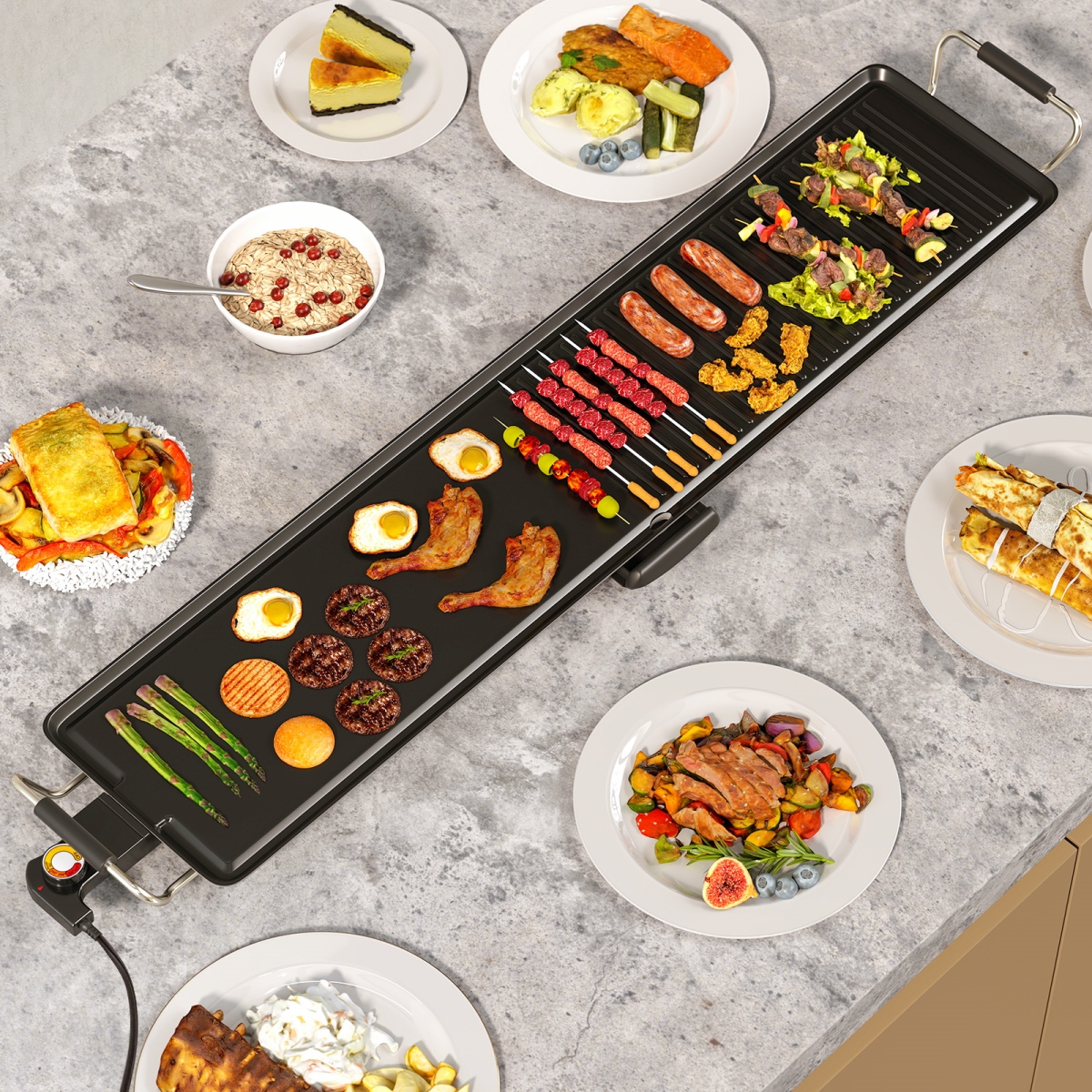 Picture of Costway ES10478US 39.5 in. Extra Large Electric Griddle with 2 Cooking Surface & Adjustable Temperatures