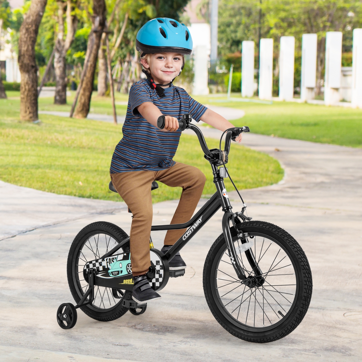 TS10249DK-18 18 in. Kids Bike Adjustable with Low-Step Frame for 4-8 Years Old