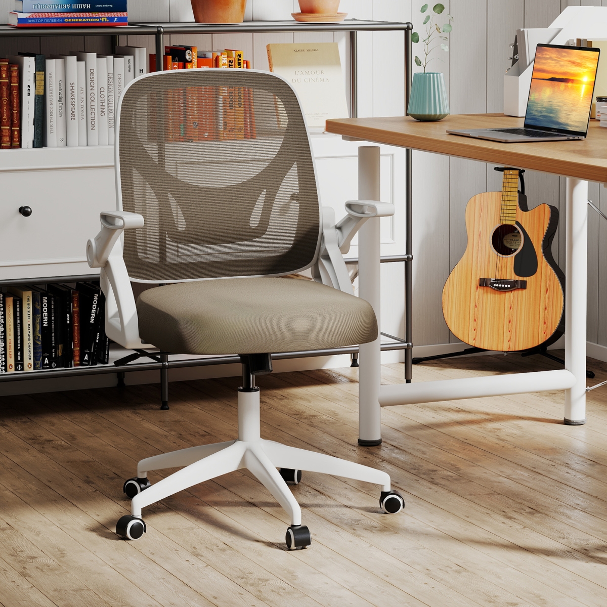 CB10935GR Ergonomic Computer Desk Chair with Lumbar Support & Flip-Up Arms - Gray