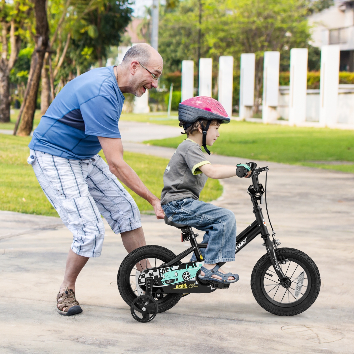 TS10249DK-12 12 in. Kids Bike Adjustable for 3-4 Years Old with Low-Step Frame