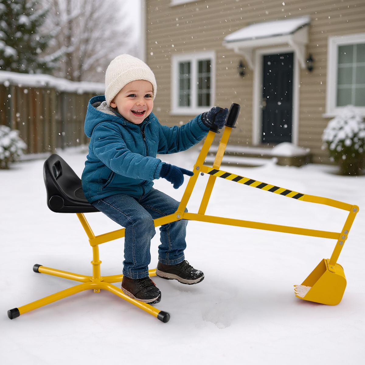 TS10257YE Sand Digger with 2-Handed Controls & Flexible Shovel for 3 Plus Years Old Kids - Yellow