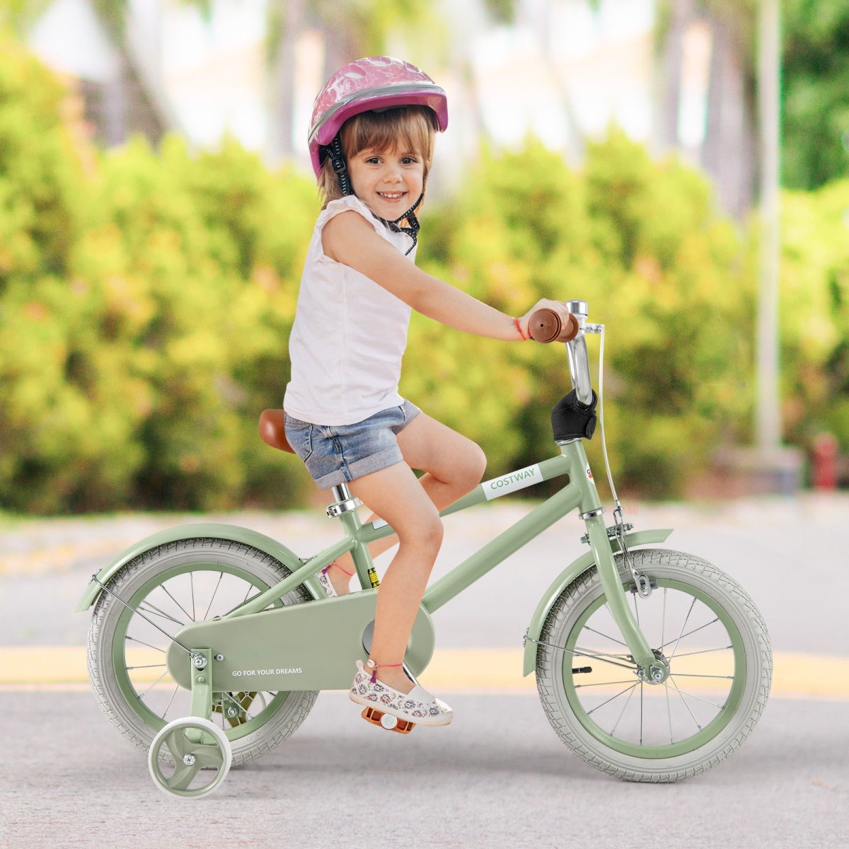 TS10177GN-14 Kids Bike with Adjustable Handlebar & Saddle - Green - 14 in.
