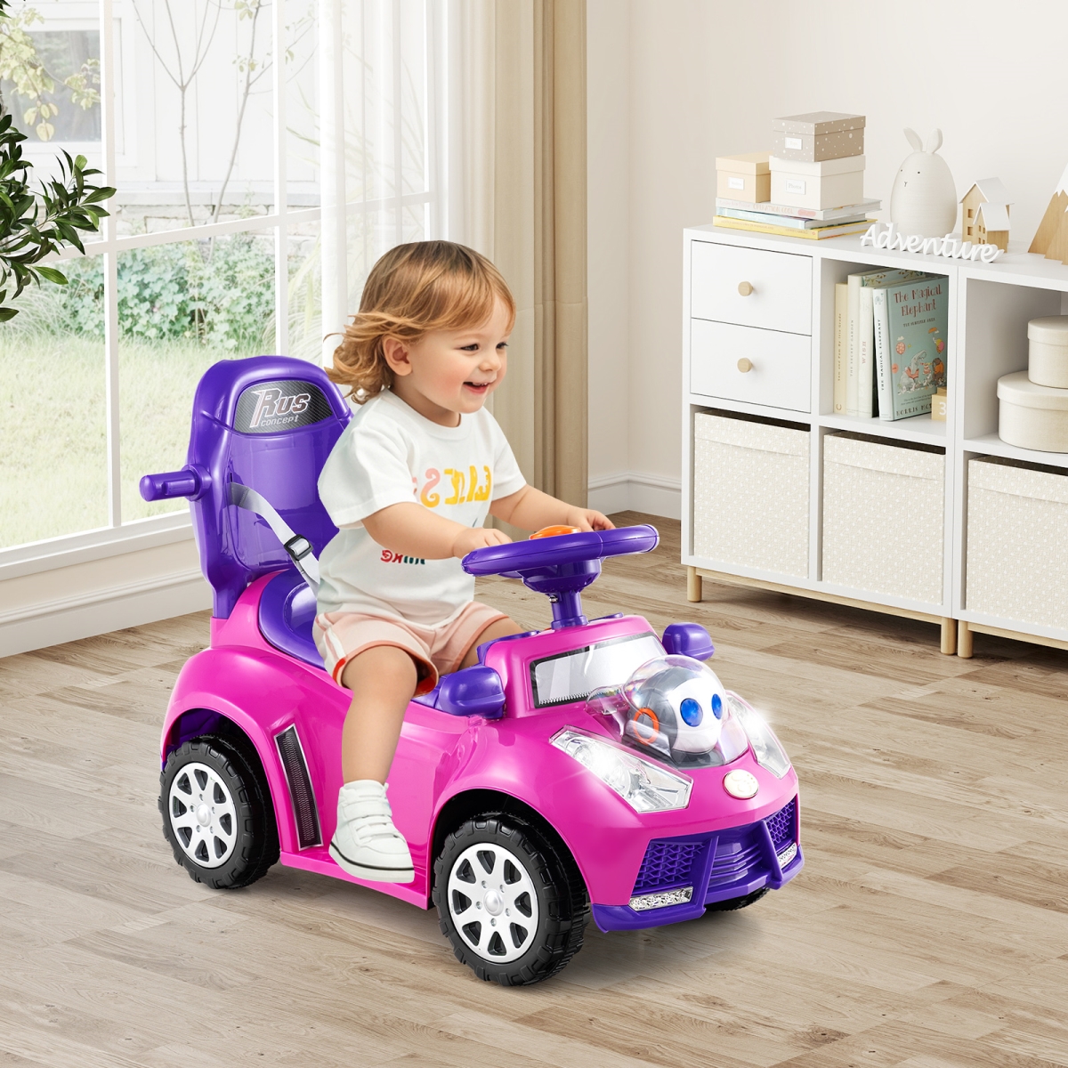 TQ10384PI 3-in-1 Push Car for Toddler Stroller Sliding Walking for Boys & Girls - Pink