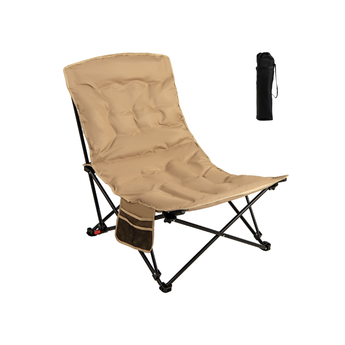 NP12633KH Folding Camping Chair for Adults with Adjustable Backrest & Carrying Bag - Khaki