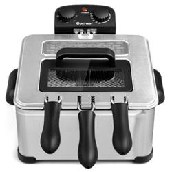 EP24955US 5.3 qt. 21-Cup Stainless Steel Electric Deep Fryer with 1700W Triple Basket -  Total Tactic