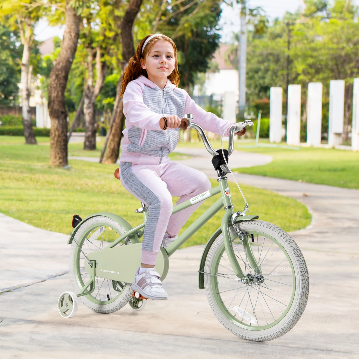TS10177GN-18 Kids Bike with Adjustable Handlebar & Saddle - Green - 18 in.