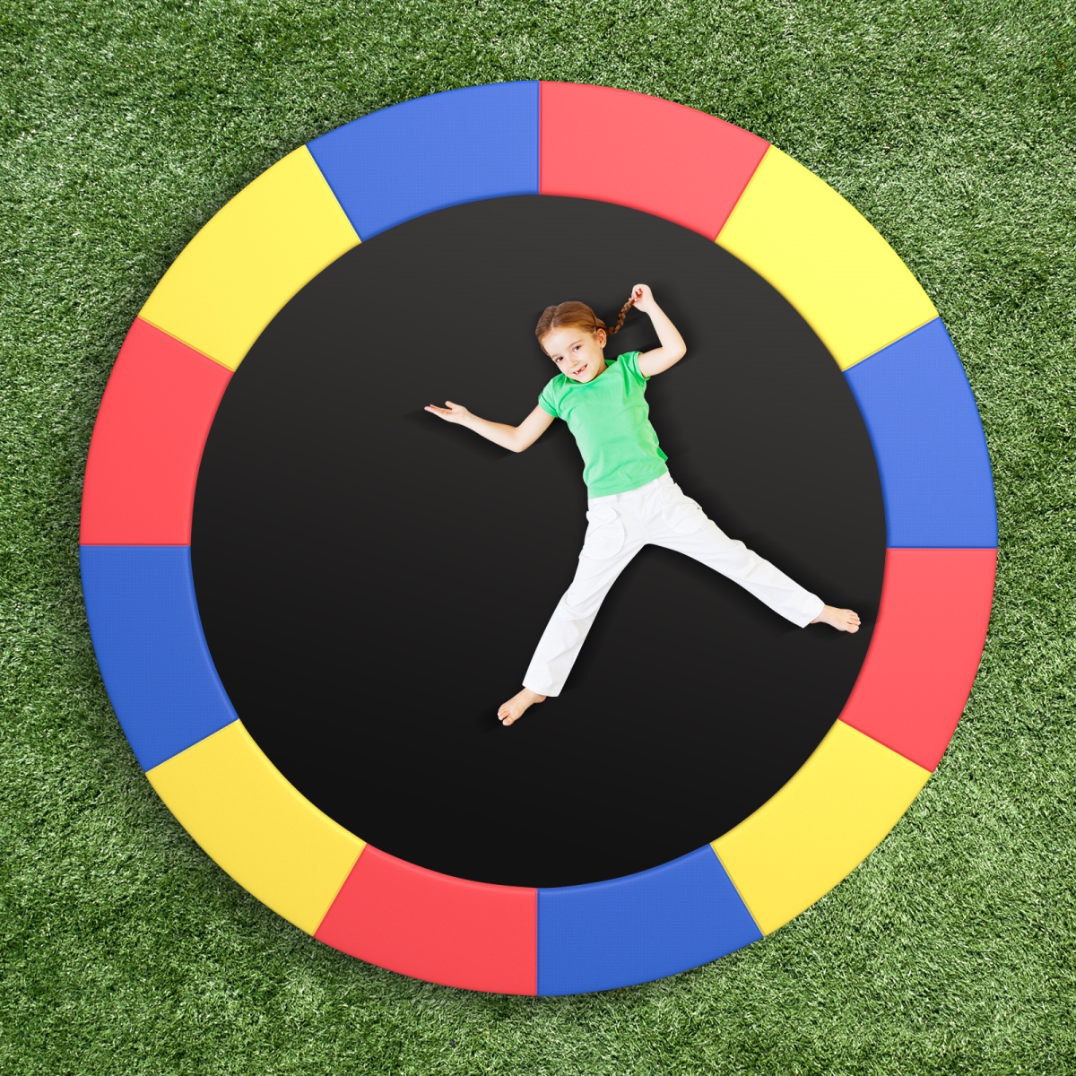 TW10138CL 16 ft. Trampoline Pad Replacement Safety Pad with Fixing Straps, Multi Color