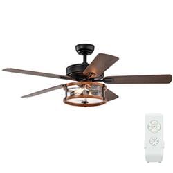 Picture of Total Tactic EP24965US-BK 52 in. Retro Ceiling Fan Lamp with Glass Shade Reversible Blade Remote Control