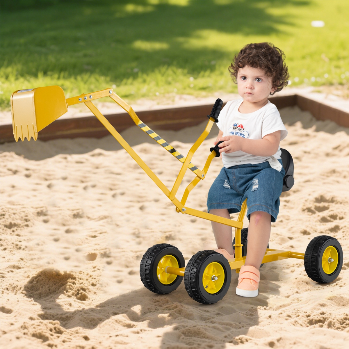 TS10259YE Sand Digger for Kids with 2-Handed Controls & Flexible Shovel - Yellow