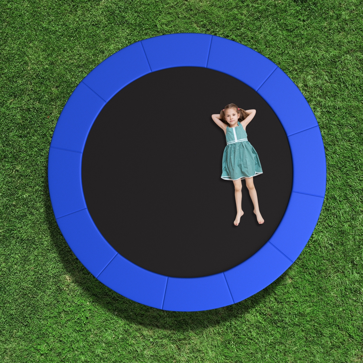 TW10133BL 8 ft. Trampoline Replacement Safety Pad with Fixing Straps - Blue