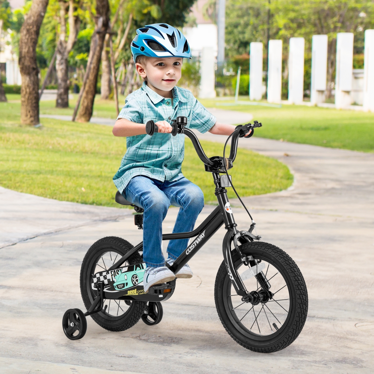 TS10249DK-14 14 in. Kids Bike Adjustable for 3-5 Years Old with Low-Step Frame