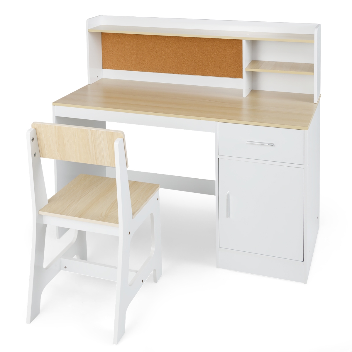 HY10428NA Kids Study Desk & Chair Student Table Set - Natural