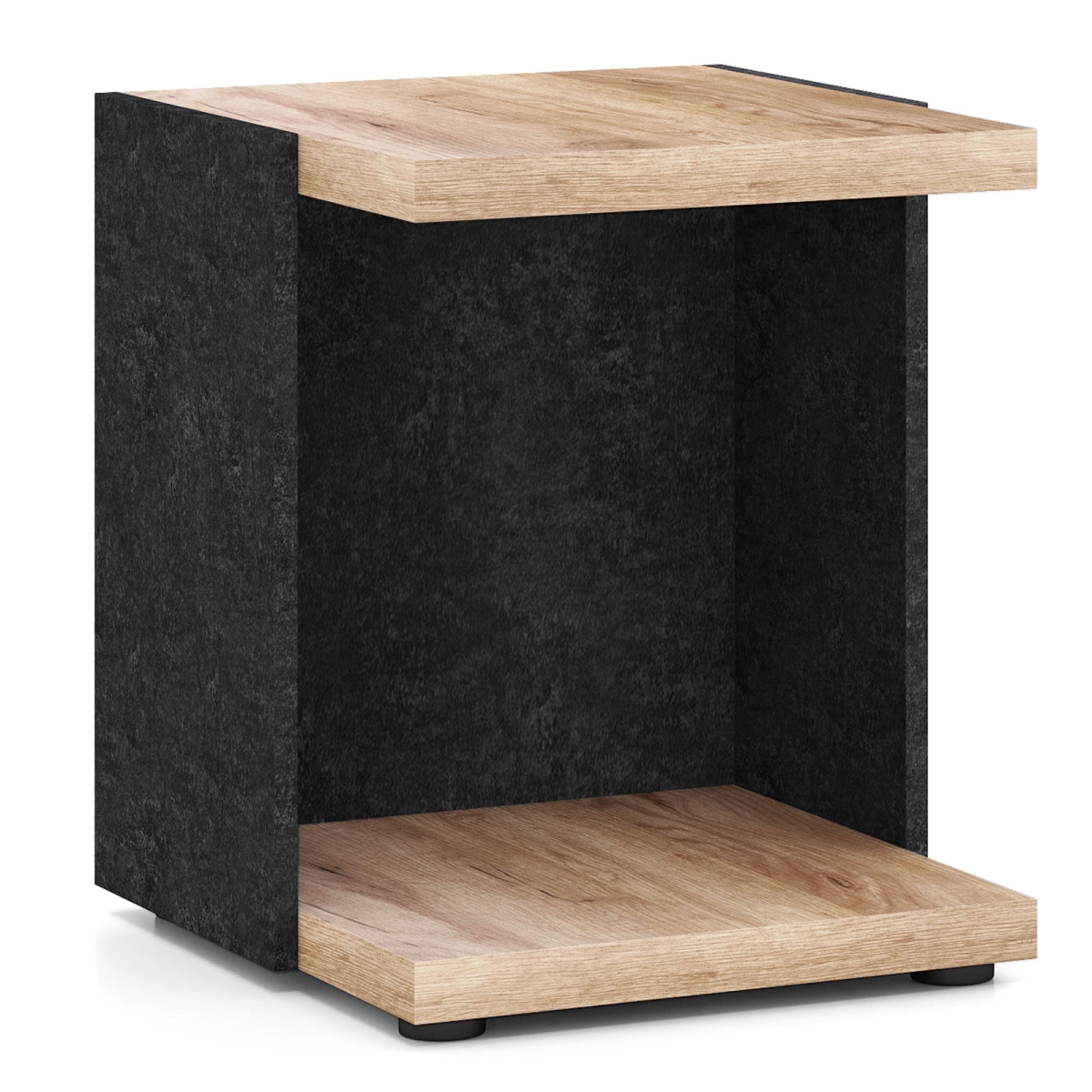 JV13030OA End Table 2-Tier Sofa Side Table with Open Storage Shelf - Oak