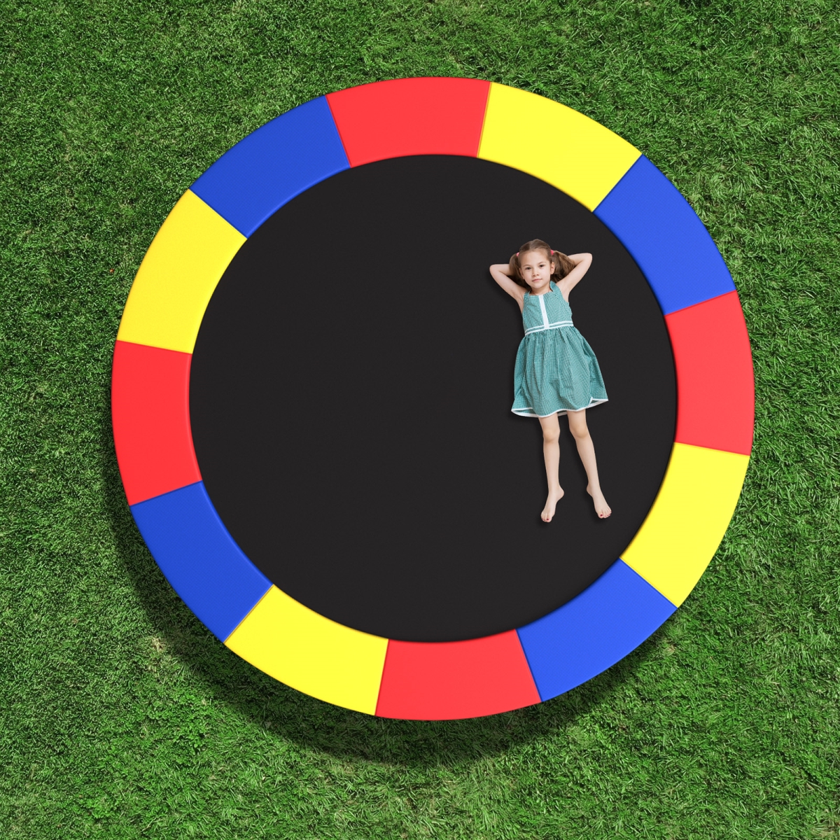 TW10133CL 8 ft. Trampoline Replacement Safety Pad with Fixing Straps - Multi Color
