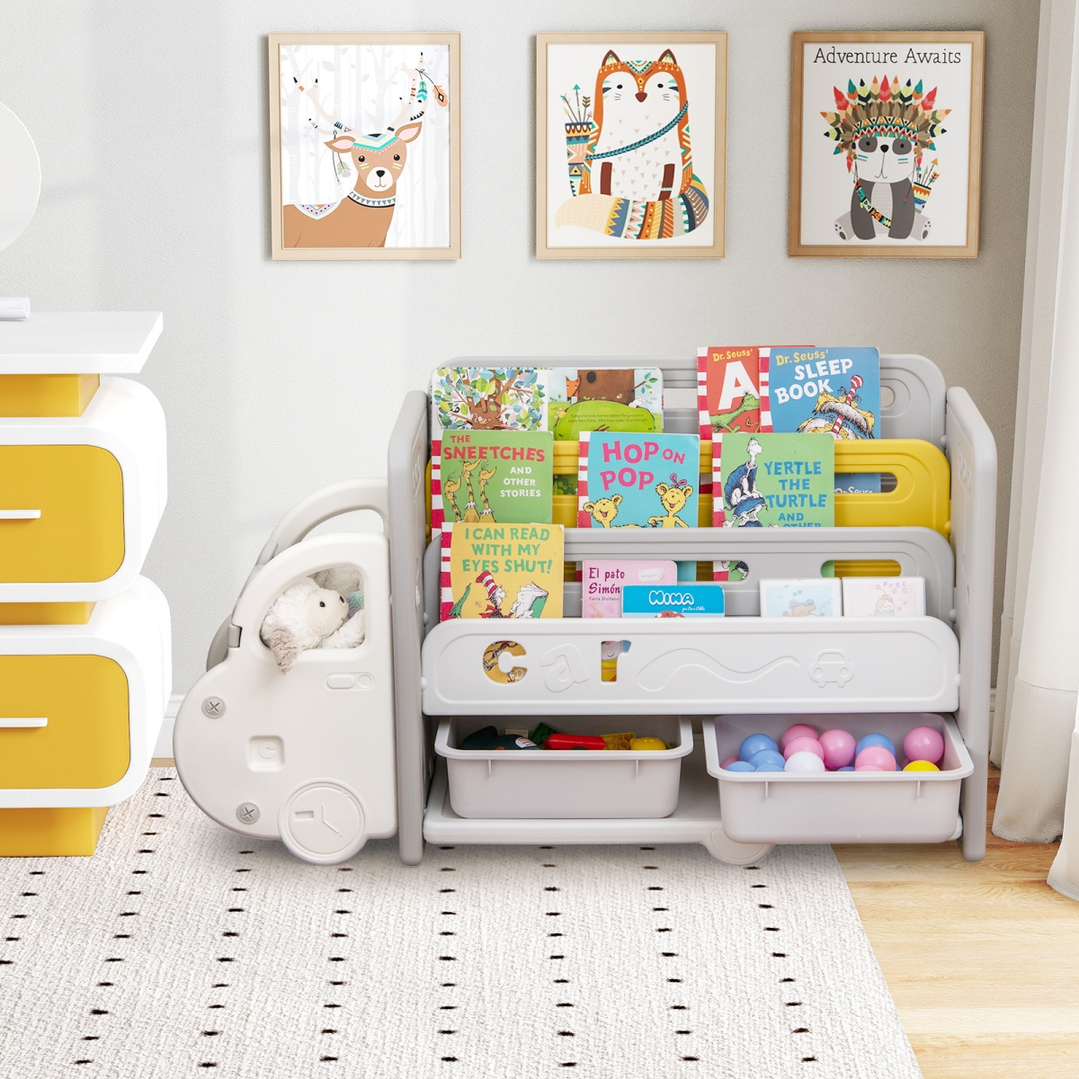 TP10286 Car Themed Kids Toy Storage & Bookshelf