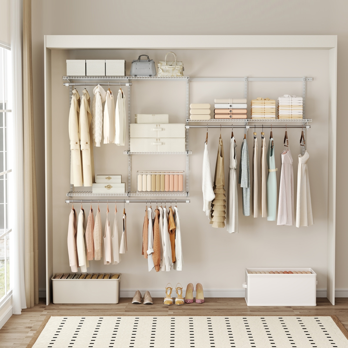 JZ10354WH System 4-8 ft. Wall-Mounted Closet Shelves & Rod - White