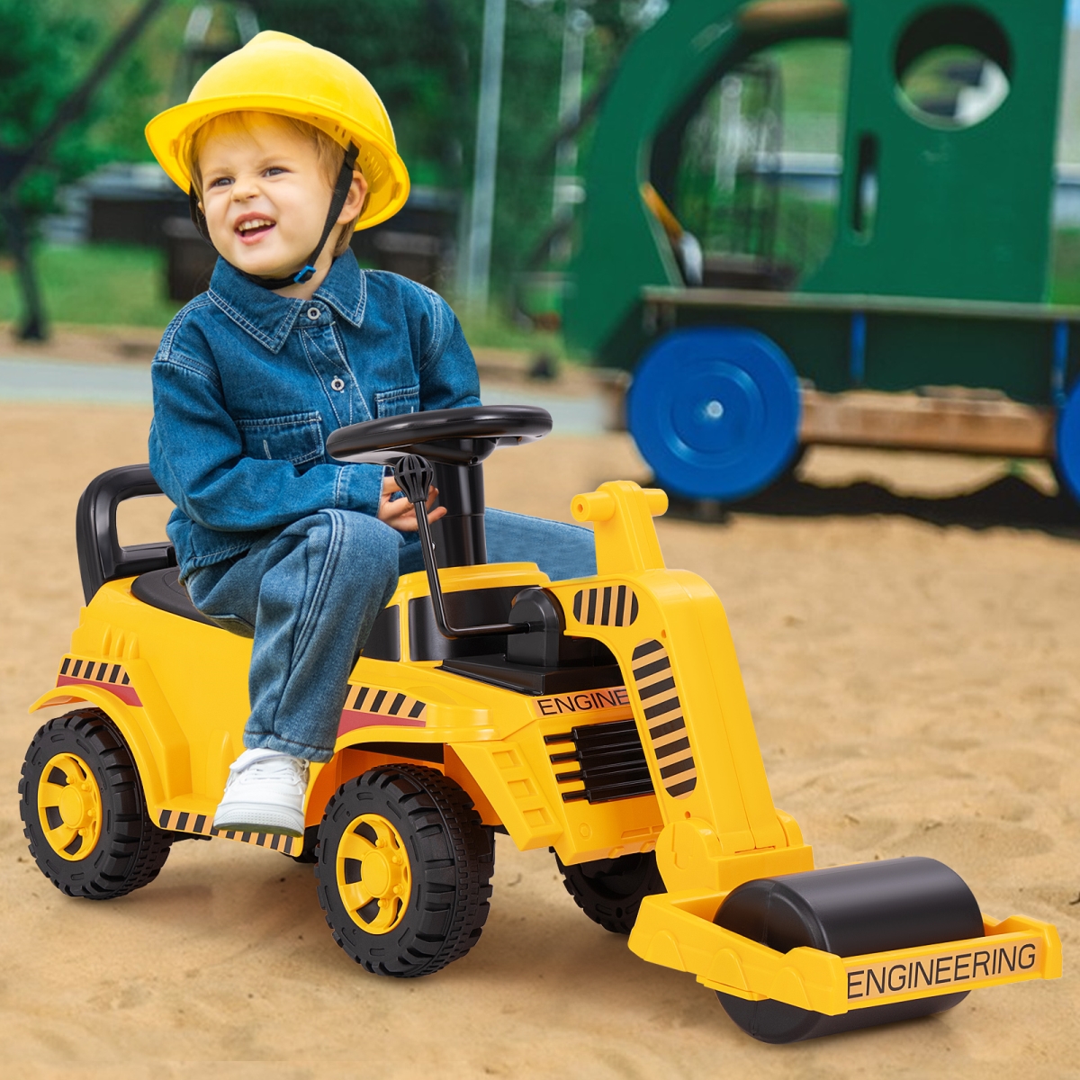 TQ10255YW Toddler Ride on Car with Adjustable Roller & Under-Seat Storage - Yellow