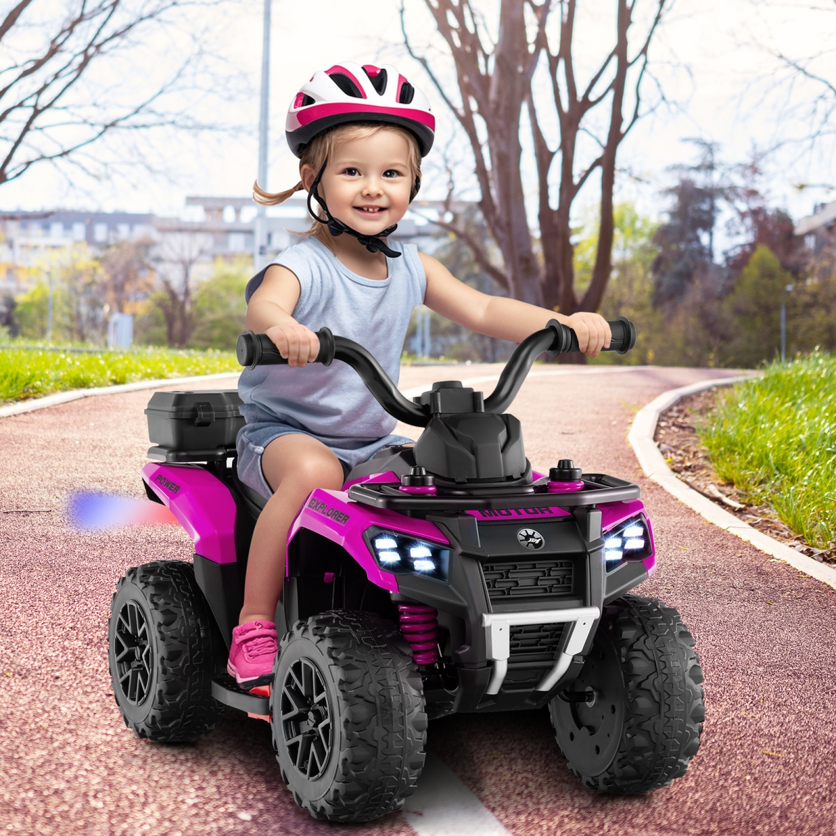 TQ10344US-FS 6V Kids Ride On ATV with Spray Function & Storage Box with Music - Pink