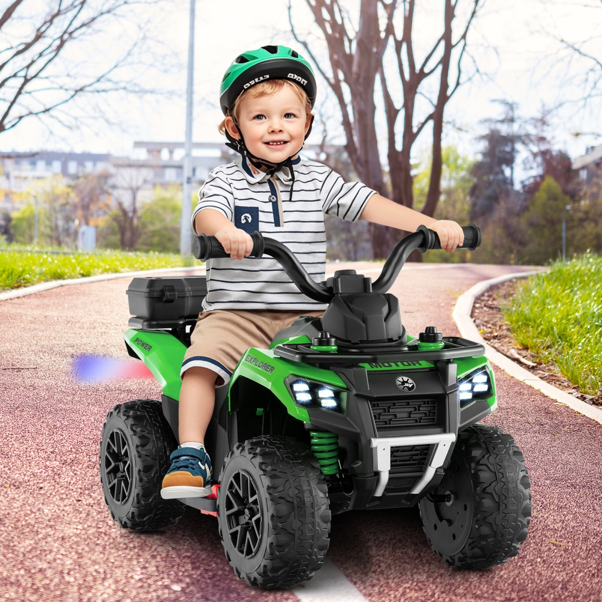 TQ10344US-GN 6V Kids Ride On ATV with Spray Function & Storage Box with Music - Green