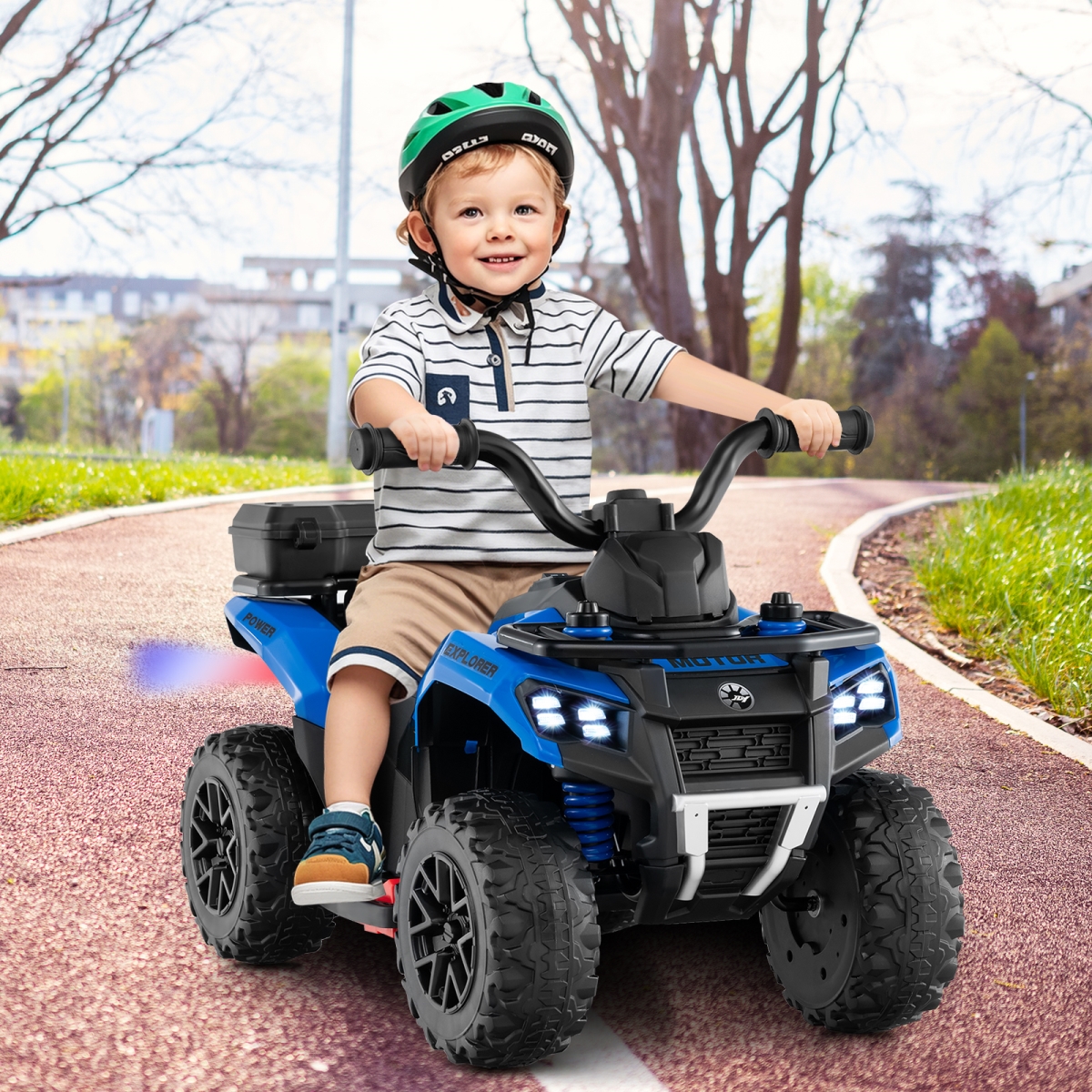 TQ10344US-NY 6V Kids Ride On ATV with Spray Function & Storage Box with Music - Blue